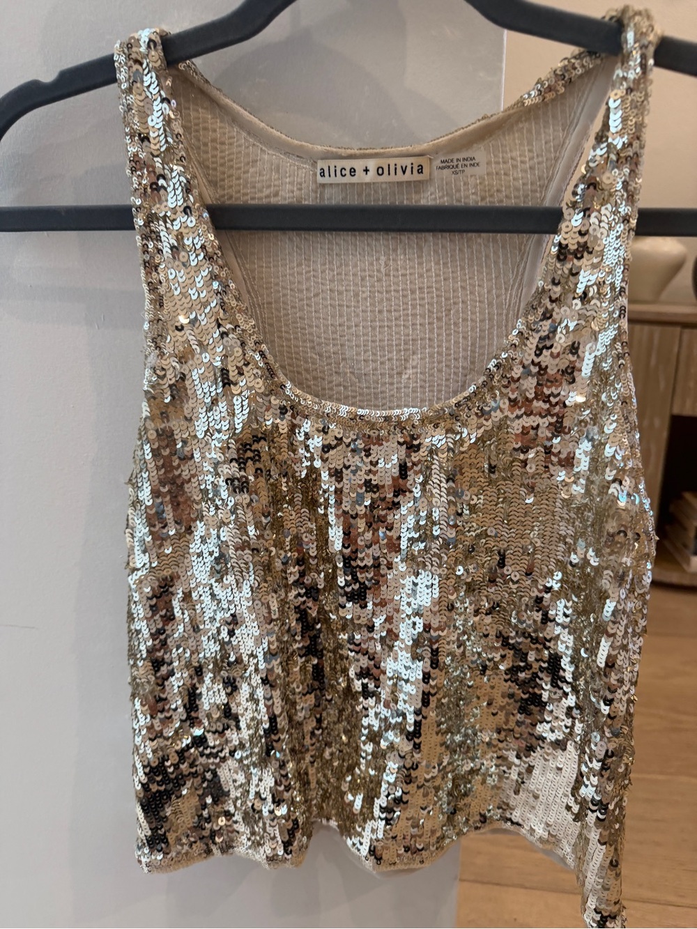 alice + olivia Gold Sequin Tank Top